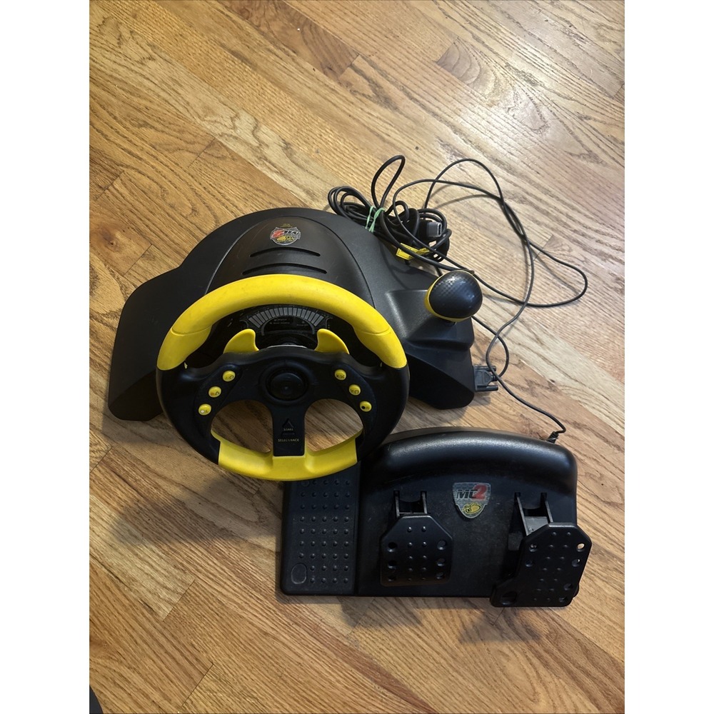 Mad Catz MC2 Racing Wheel and Pedals Xbox 6320 Yellow Black Wired Controller